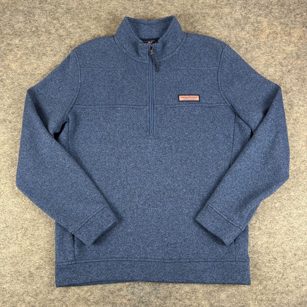 Vineyard Vines Sweater Fleece Shep Shirt 1/4 Zip Pullover Blue Mens Small S